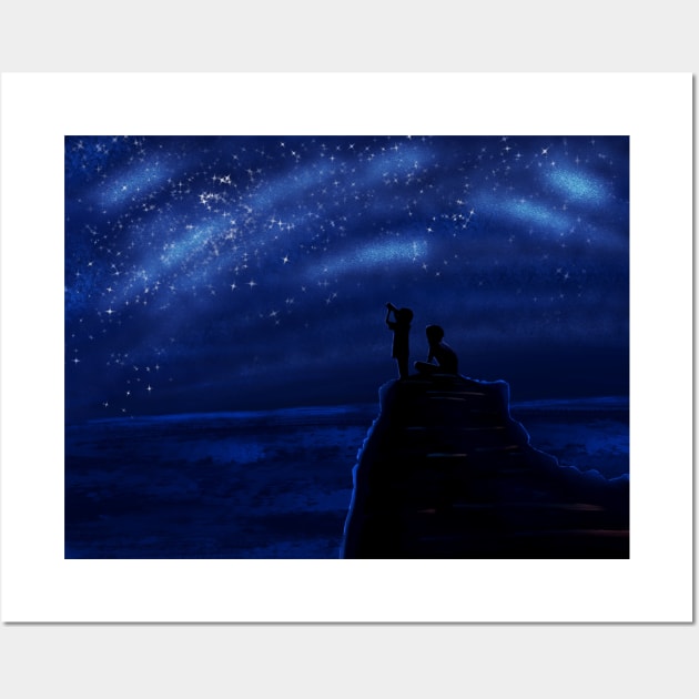 TLL Night Star Sky And Kid Wall Art by anubis1986